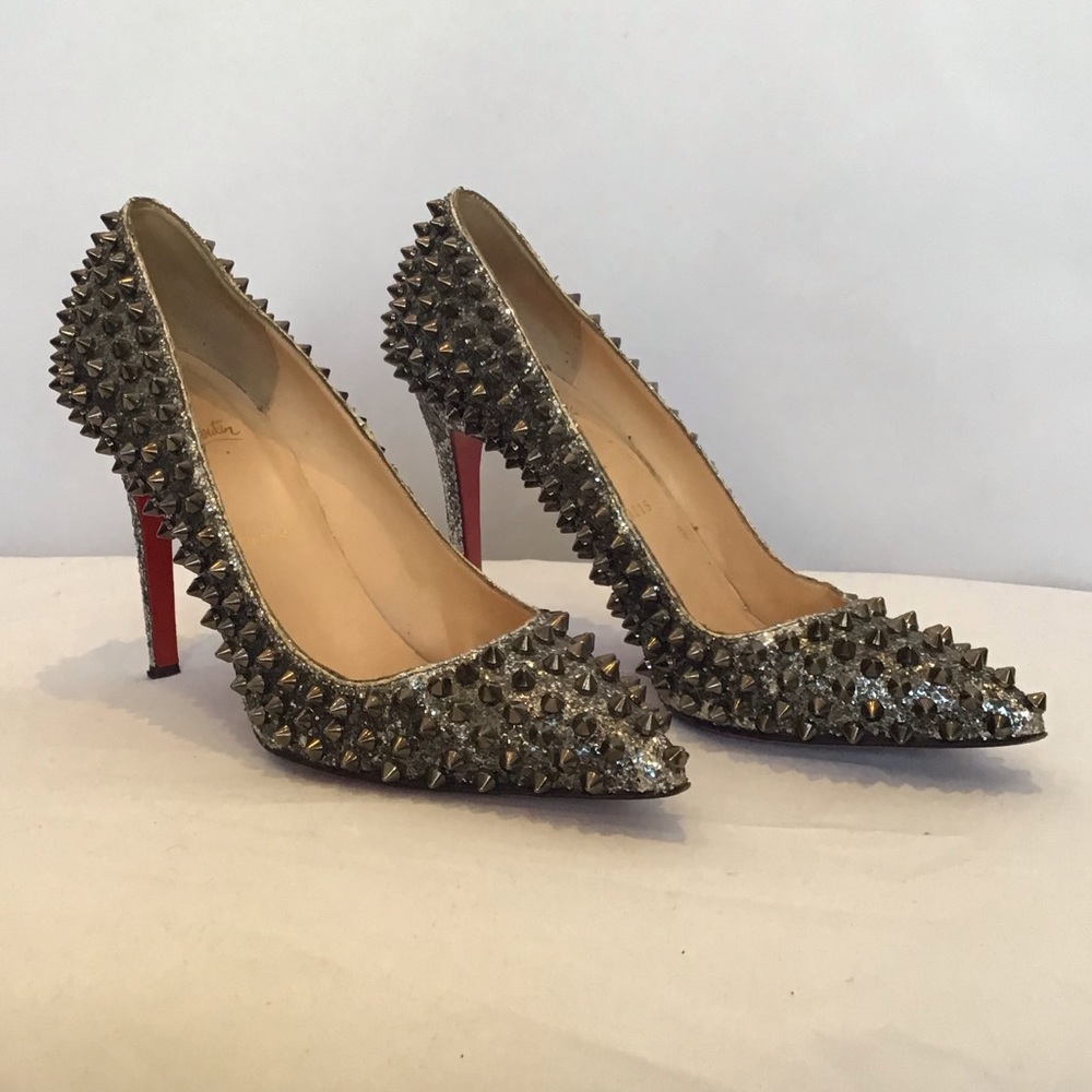 Christian Louboutin Glitter Pump with Studs